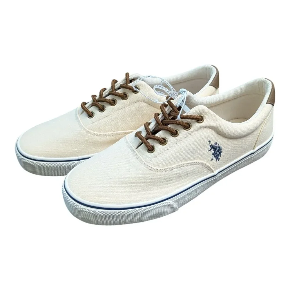 U.S. Polo Assn. Men's Wembley Canvas Sneakers 10.5 Beige/Cream Casual Low Top